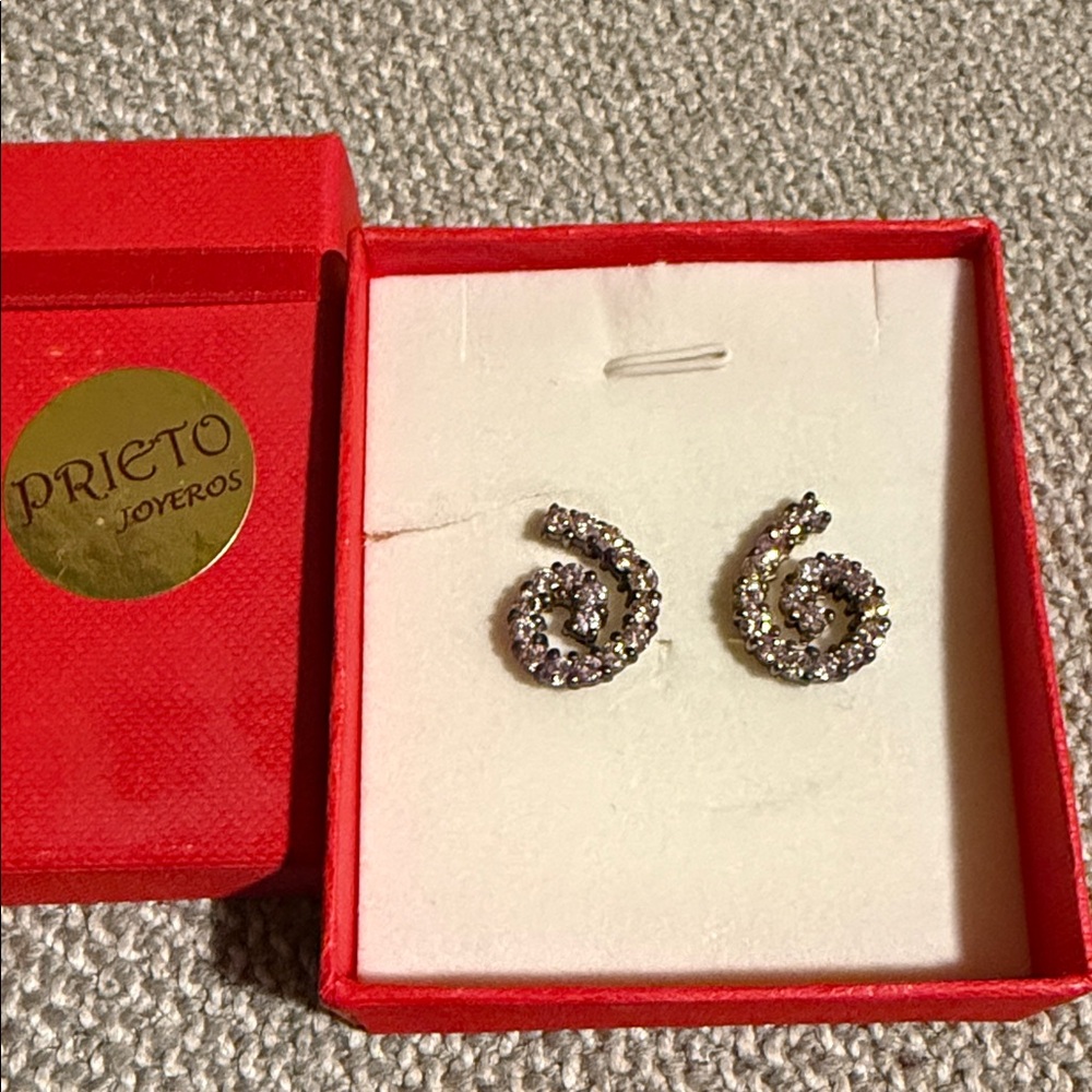 Silver Pink Swirl Earrings